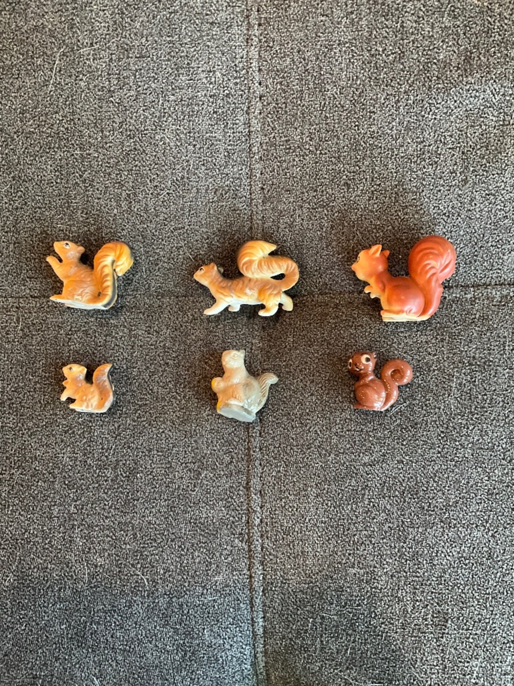 EUC Lot of 6 Vintage Miniature Ceramic/Bone China Squirrel Figurines
